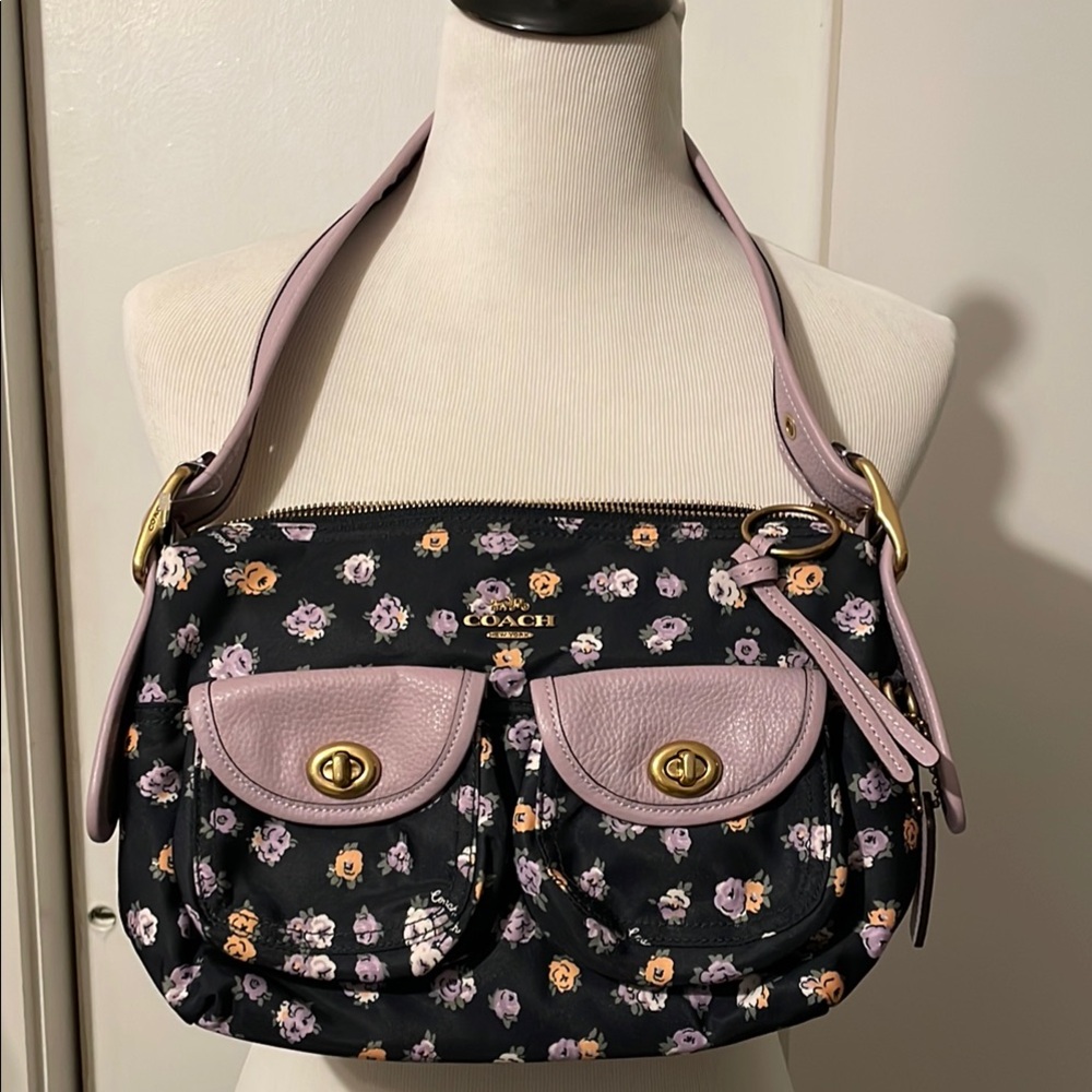 Coach Floral Navy and Purple Women's Bag